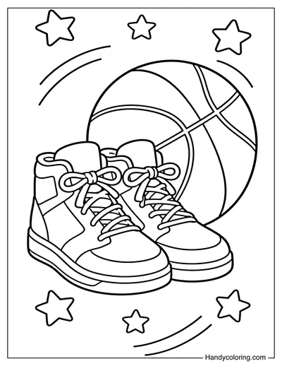 Basketball Shoes and Ball