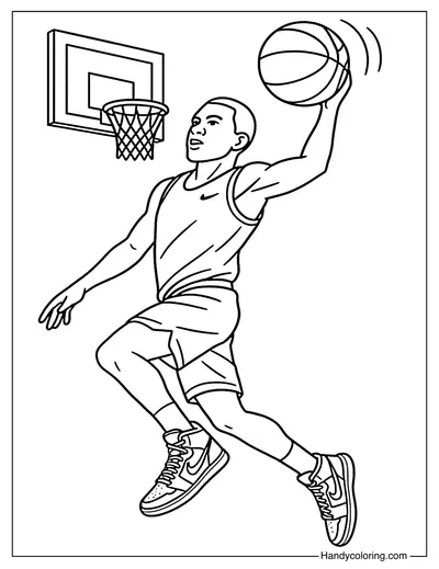 Basketball Slam Dunk Nike Coloring Page