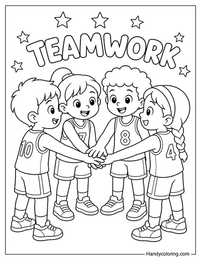 Basketball Team Huddle