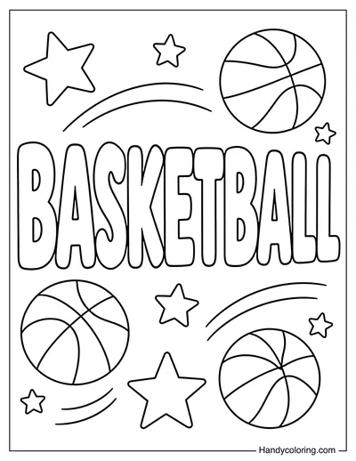 BASKETBALL Word with Fun Decorations
