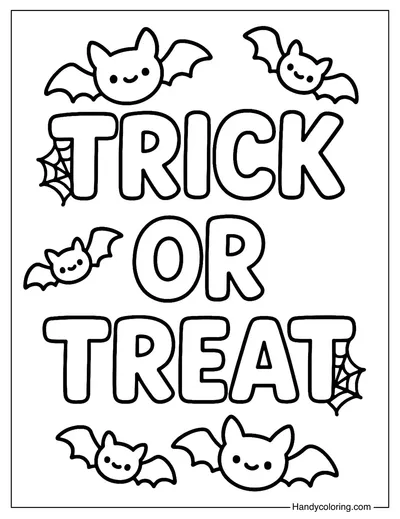 Bat and Spider Trick or Treat Coloring Page