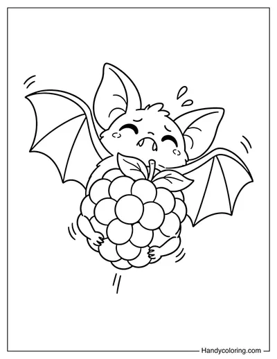 Bat Carrying an Oversized Berry