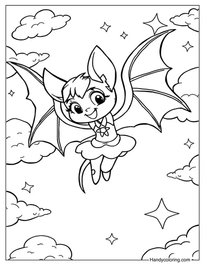 Bat Cartoon Coloring Sheet