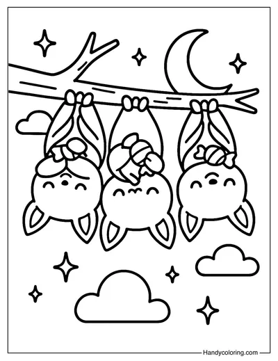 Bat Friends Trick or Treat Coloring Page