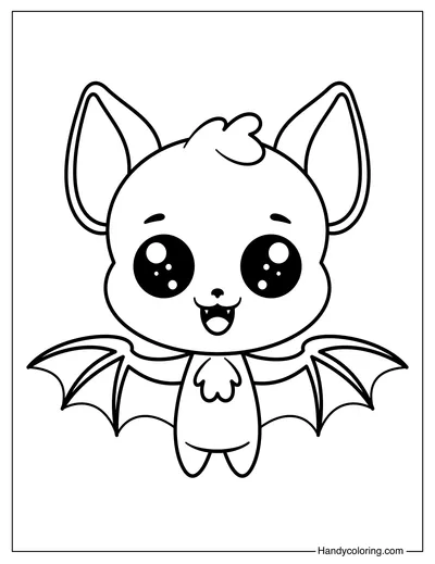 Bat Kawaii Coloring Page