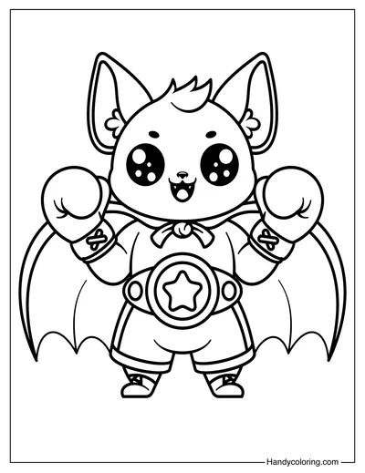 Bat Playing Boxing Coloring Sheet
