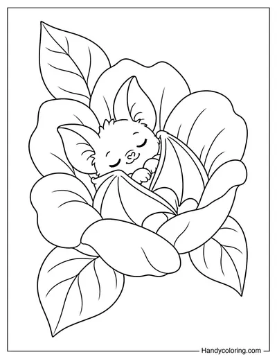 Bat Resting Inside a Giant Flower
