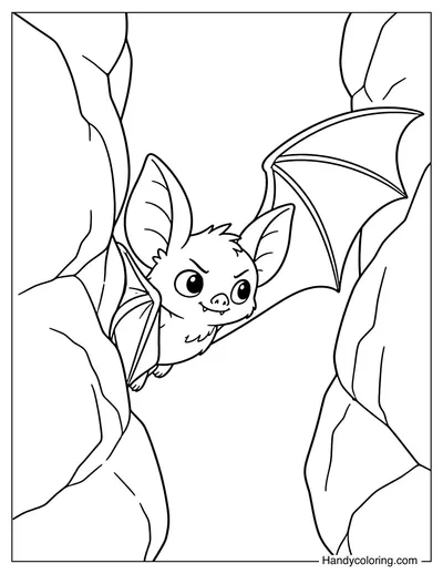 Bat Squeezing Through a Narrow Cave Opening