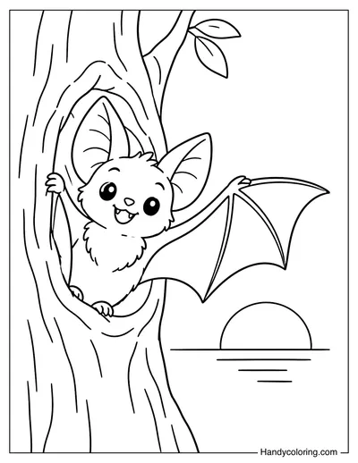 Bat Waking Up at Sunset