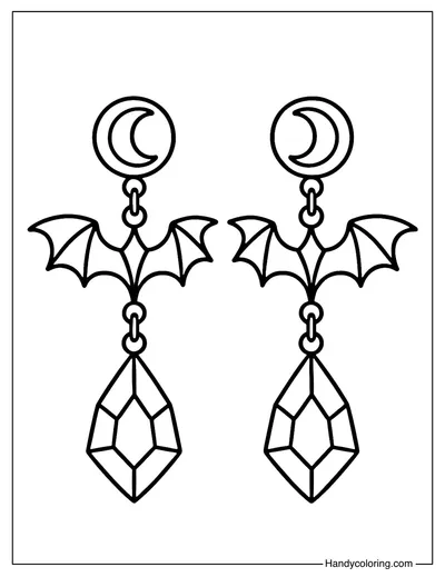Bat Wing Earrings Coloring Page