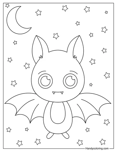 Bat with Stars To Color