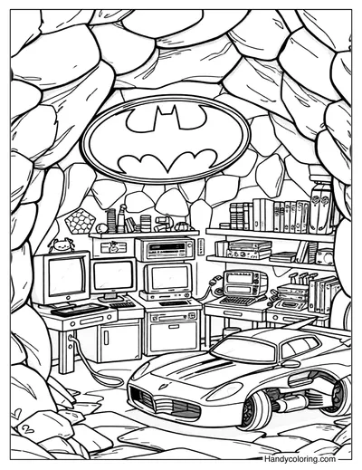 Batcave Batman Coloring Page Printable