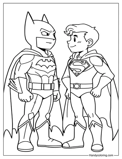 Batman with Superman Coloring Sheet