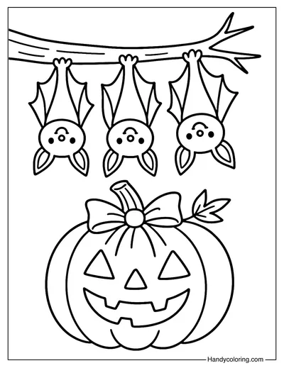 Bats Hanging Upside Down Coloring Page