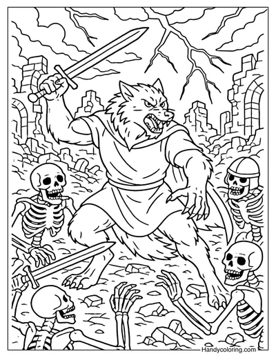 Battlefield Werewolf Coloring Page