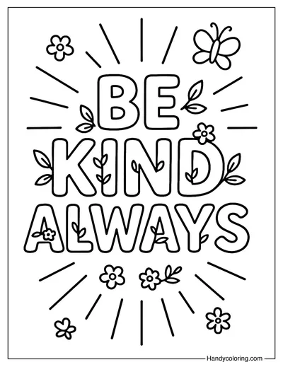 Be Kind Always Coloring Page