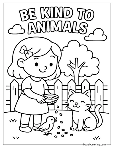 Be Kind to Animals Coloring Page