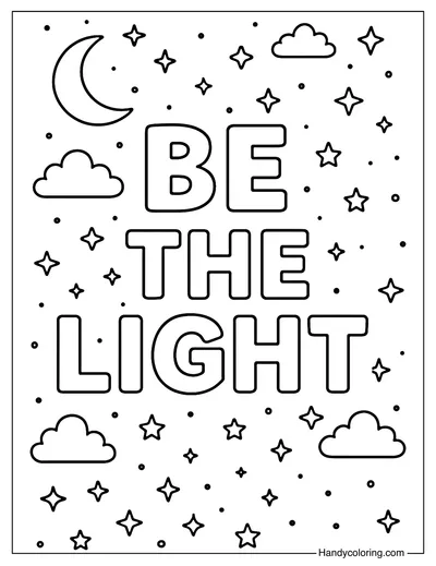 Be the Light Starry Night Coloring Page