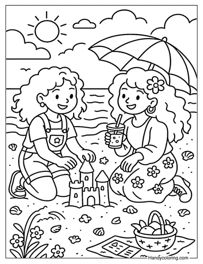 Beach Day Besties Coloring Page