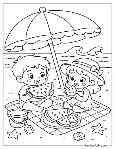 Beach Picnic with Umbrella
