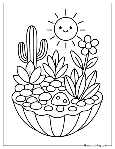Beach Shell Garden Coloring Page