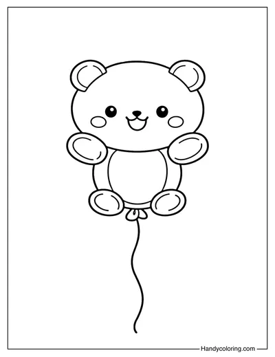 Bear Balloon Coloring Page