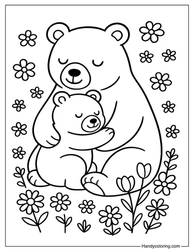 Bear Hug for Mom Coloring Page