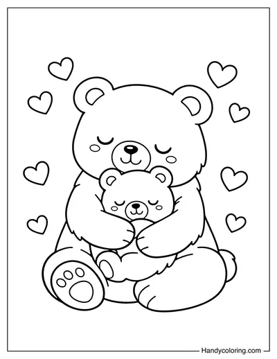 Bear Mom Hugging Baby