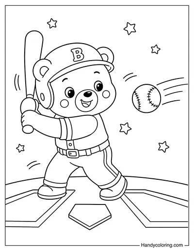 Bear Swinging a Baseball Bat