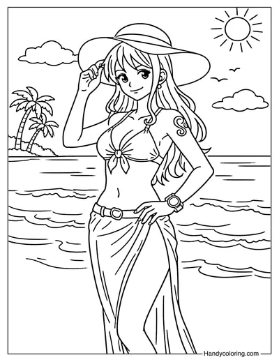 Beautiful Nami Standing On The Beach