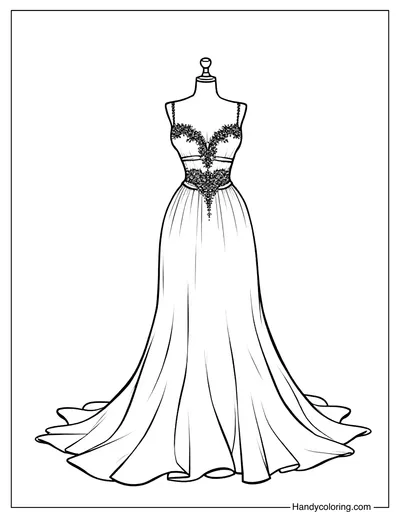 Beautiful Prom Gown Coloring Page