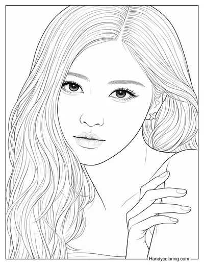 Beautiful Rosé Blackpink Coloring Page