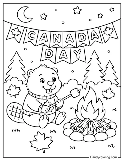 Beaver Roasting Marshmallows