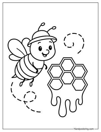 Bee and Honeycomb Coloring Page