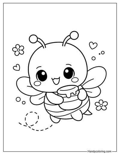 Bee Carrying Honey Jar Coloring Page