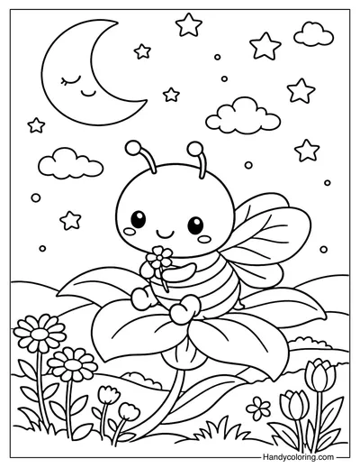 Bee Cozy Night Coloring Page