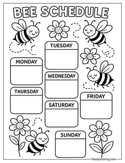 Bee Planner Coloring Page