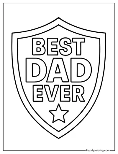 Best Dad Ever Shield Coloring Page