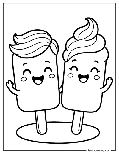 Best Friend Ice Creams Coloring Page