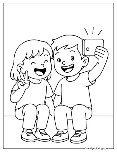 Best Friend Selfie Coloring Page