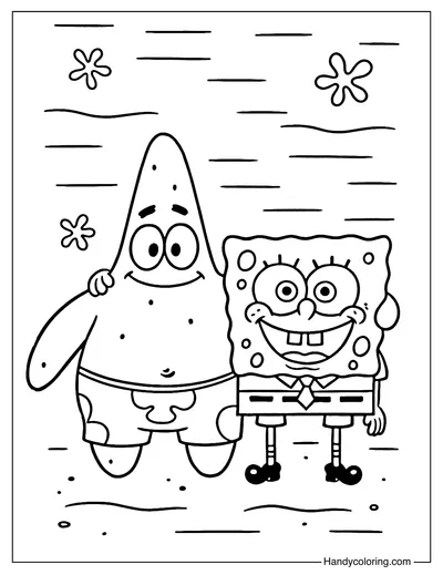 Best Friends Patrick and SpongeBob Coloring Page