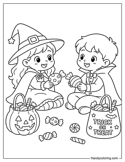 Best Friends Trading Halloween Candy