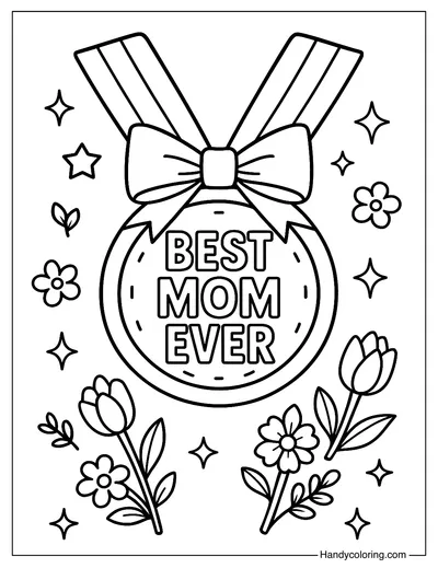 Best Mom Ever Award Coloring Page