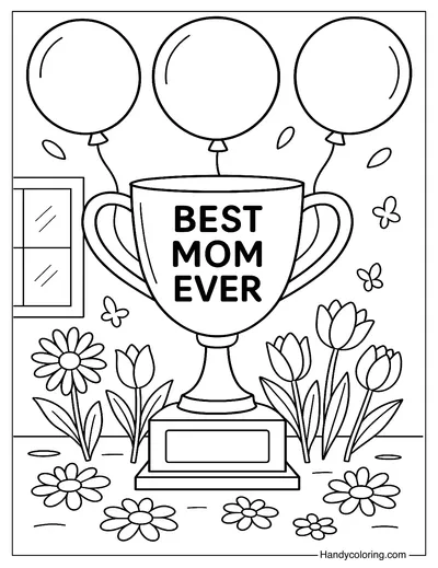 Best Mom Trophy Coloring Page