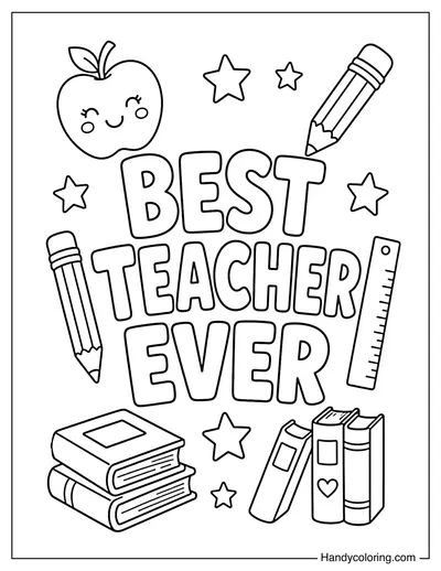 Best Teacher Ever with School Supplies