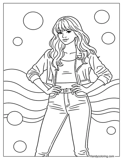 Beutiful Taylor Swift Coloring Page
