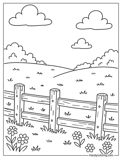Big Field with Fence on Farm