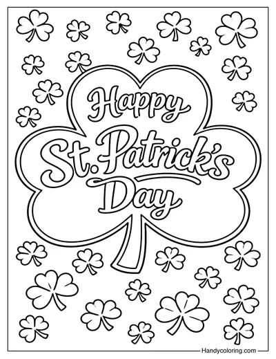 Big Shamrock St Patrick's Day Coloring Page