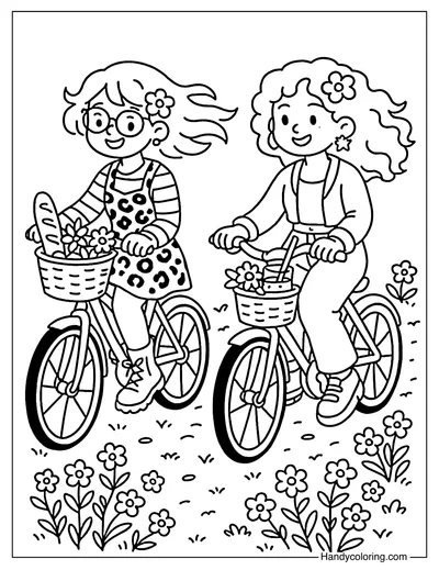 Biking in Bloom Coloring Page