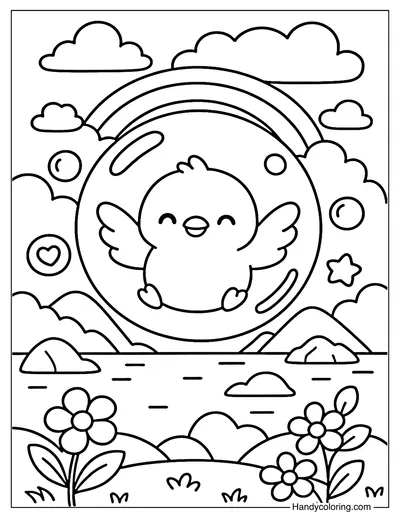 Bird Bubble Coloring Page